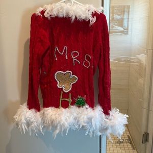UGLY CHRISTMAS SWEATER MRS CLAUSE SWEATER EMBELISHED SIZE MT